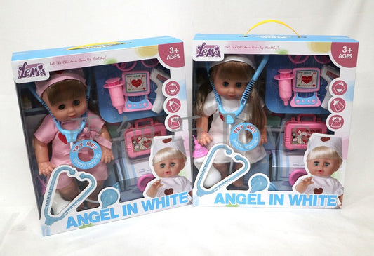 👶 Angel in White Baby Doll – Doctor & Care Play Set